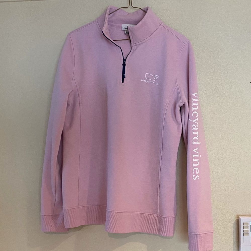 Vineyard Vines | Light Pink Screen Printed Quarter Zip | Women's M